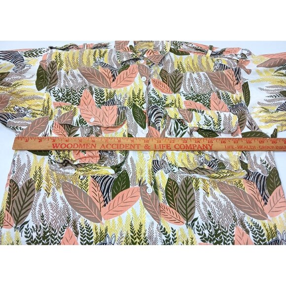 Vintage Hunters Run Woman Small Shirt Zebra Safari Button Up Short Sleeve Nature - Picture 5 of 12